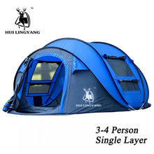 Load image into Gallery viewer, HUI LINGYANG Throw pop up tent 5-6 Person outdoor automatic tents Double Layers large family Tent waterproof camping hiking tent