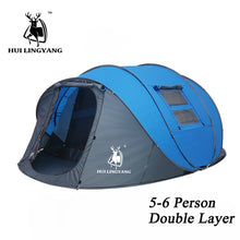 Load image into Gallery viewer, HUI LINGYANG Throw pop up tent 5-6 Person outdoor automatic tents Double Layers large family Tent waterproof camping hiking tent
