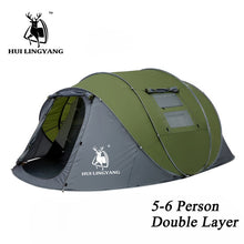 Load image into Gallery viewer, HUI LINGYANG Throw pop up tent 5-6 Person outdoor automatic tents Double Layers large family Tent waterproof camping hiking tent
